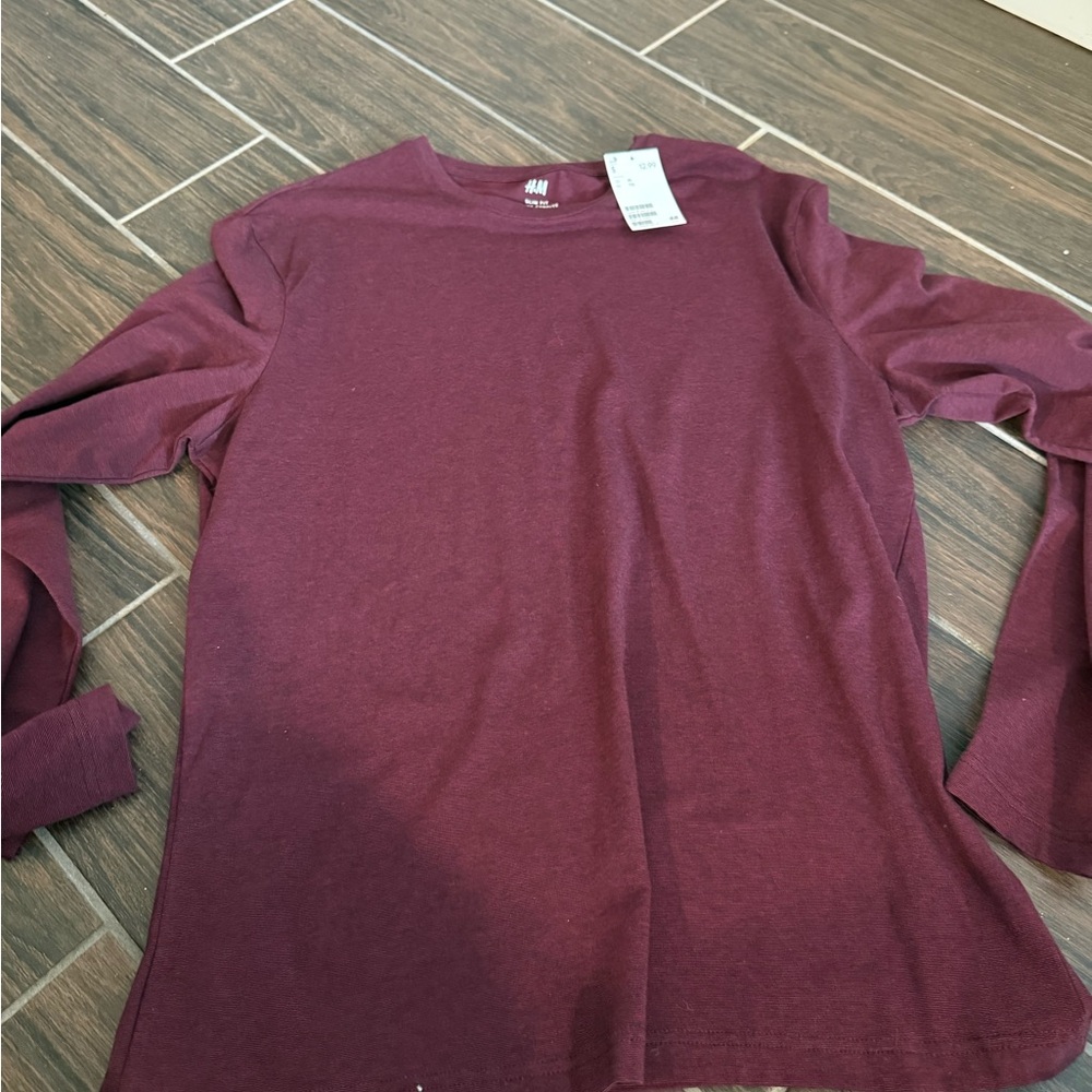 H&M Deep Red Long Sleeve Top